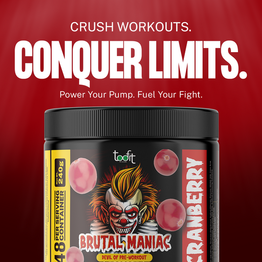 Toofit Brutal Maniac Pre-Workout (48 Servings) Intense Pump, Sharp Focus, Cranberry Flavour