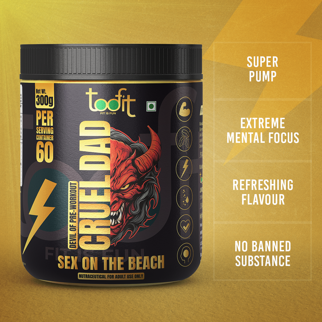 Toofit Cruel Dad Pre-Workout (60 Servings) Super Pump, Extreme Focus, Sex on the Beach Flavour