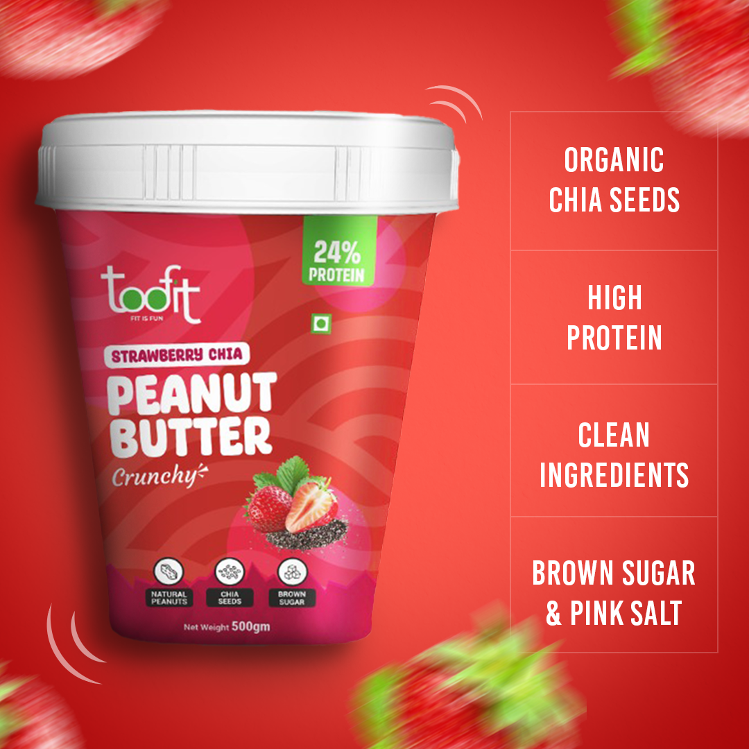 Strawberry Peanut Butter with Chia Seeds – Organic Chia, High Protein
