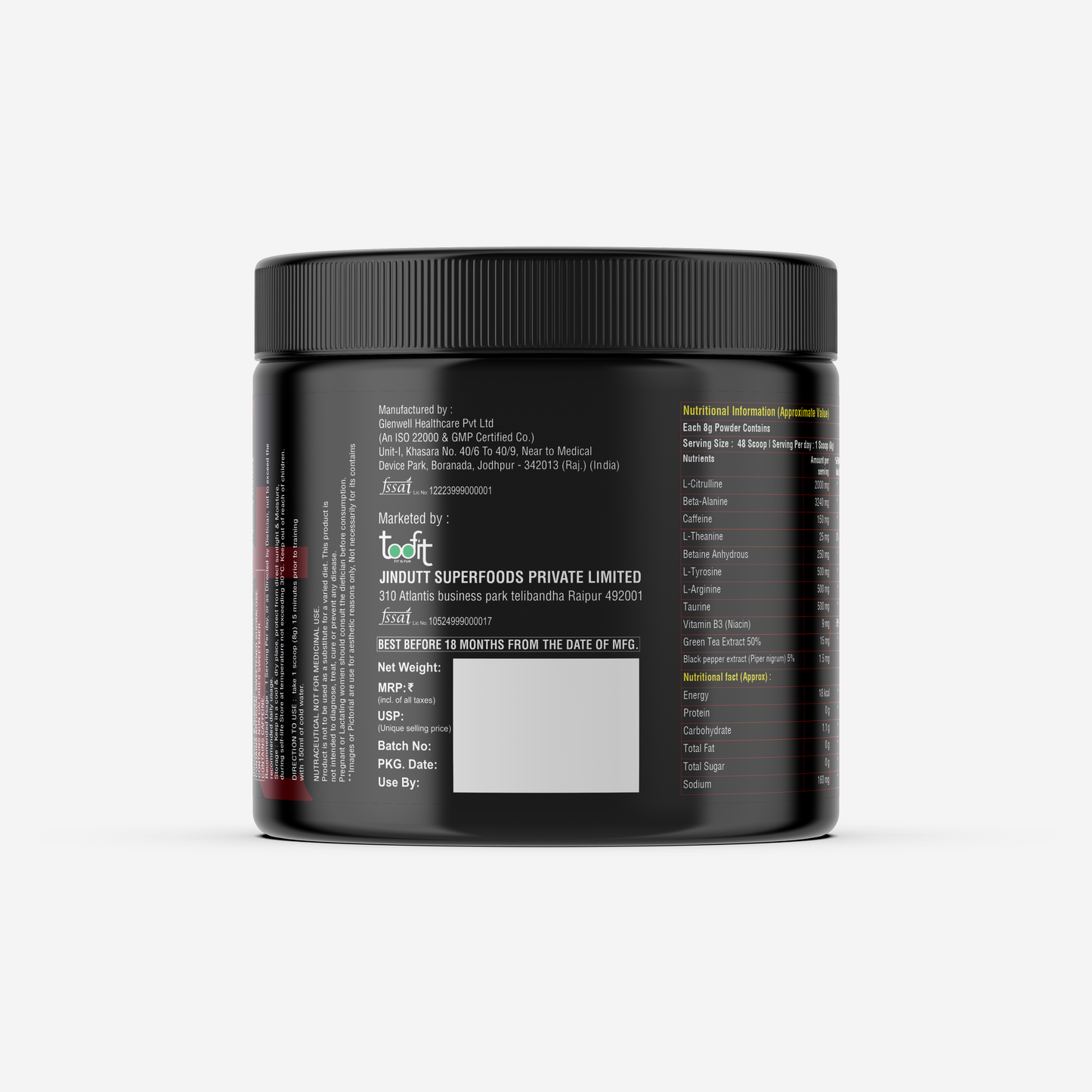 Toofit Brutal Maniac Pre-Workout (48 Servings) Intense Pump, Sharp Focus, Cranberry Flavour
