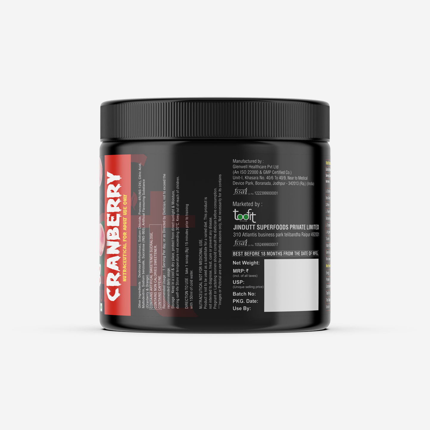 Toofit Brutal Maniac Pre-Workout (48 Servings) Intense Pump, Sharp Focus, Cranberry Flavour