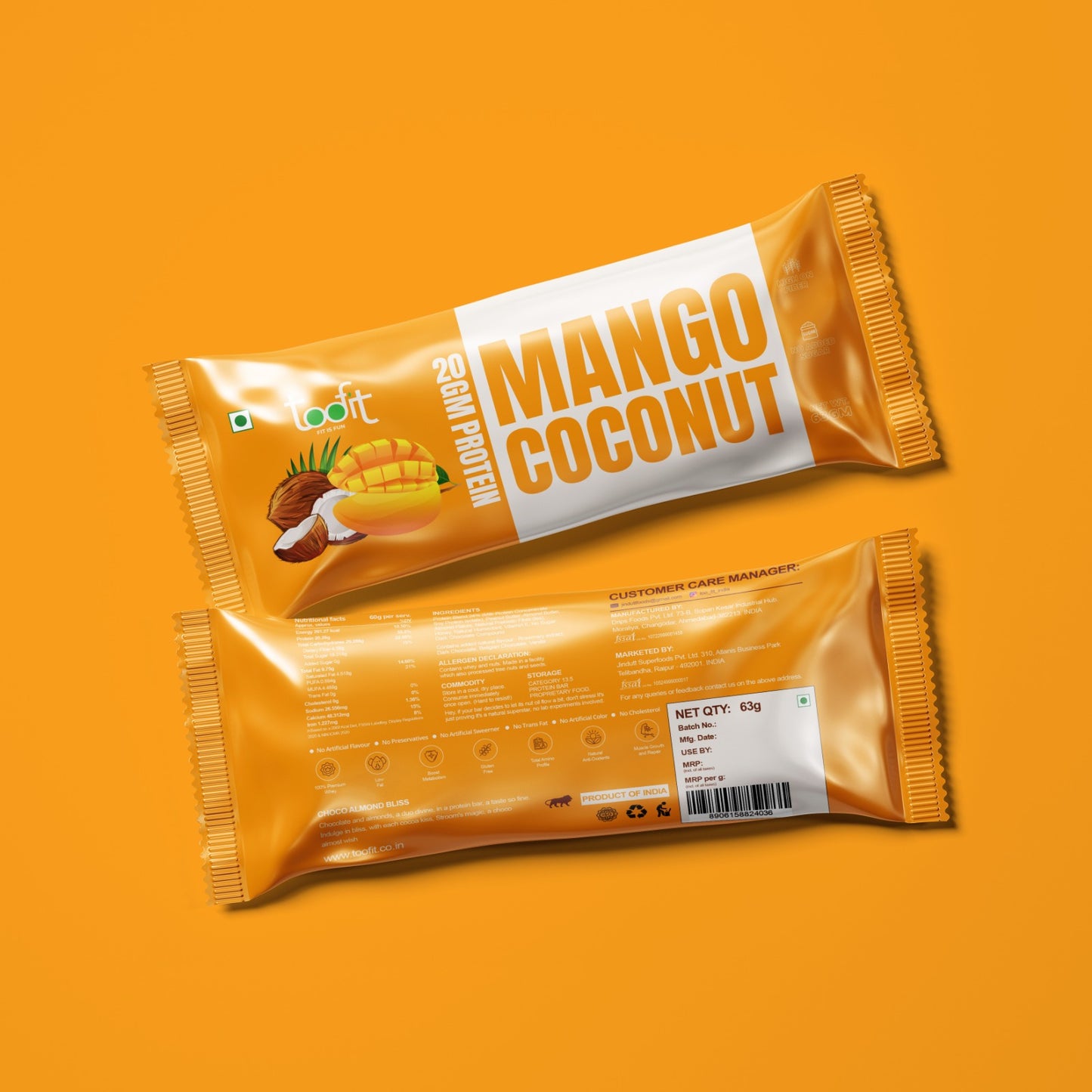 Toofit Protein Bar (6-Pack) High Protein, No Added Sugar